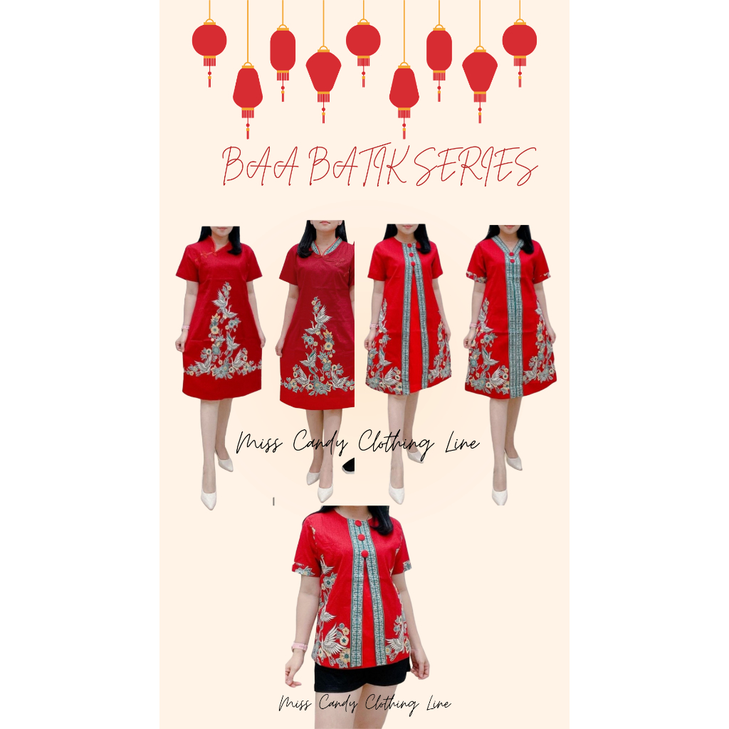 Jual Couple Batik Merah Imlek Sincia Atasan Dress Cheongsam Baa Series Shopee Indonesia 