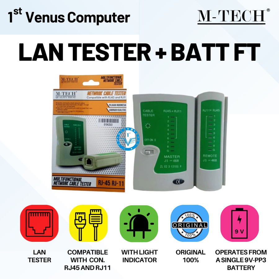 Jual LAN TESTER RJ45 + BATT FT / NET13-LAN | Shopee Indonesia