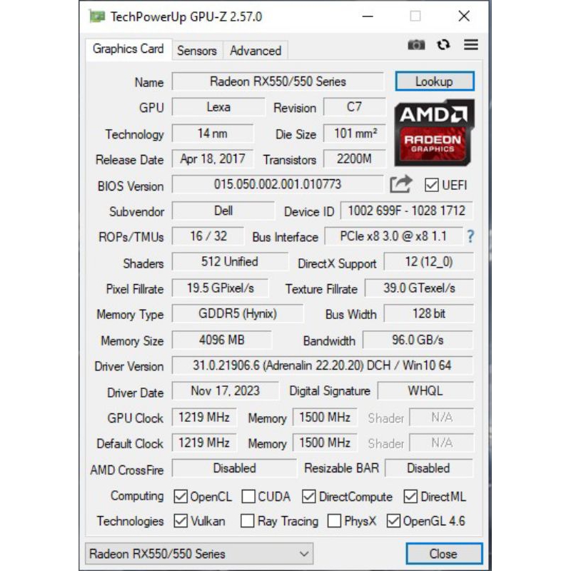 Jual VGA AMD Radeon RX 550 4Gb GDDR5 128 Bit | Shopee Indonesia