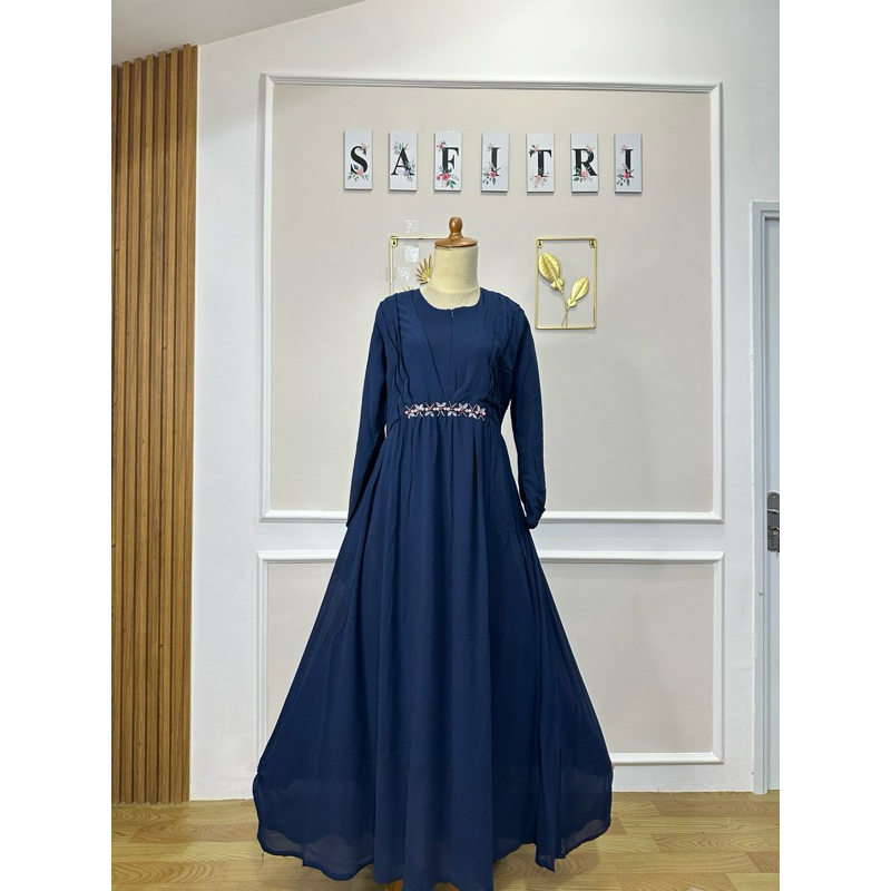 Jual SHAZA DRESS 1 Gamis Ceruty Babydoll Payet Seragam Majlis Putih