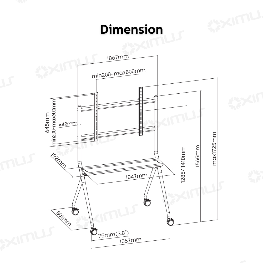 Jual OXIMUS TC6800 Bracket TV Stand Roda Mobile Trolley 32