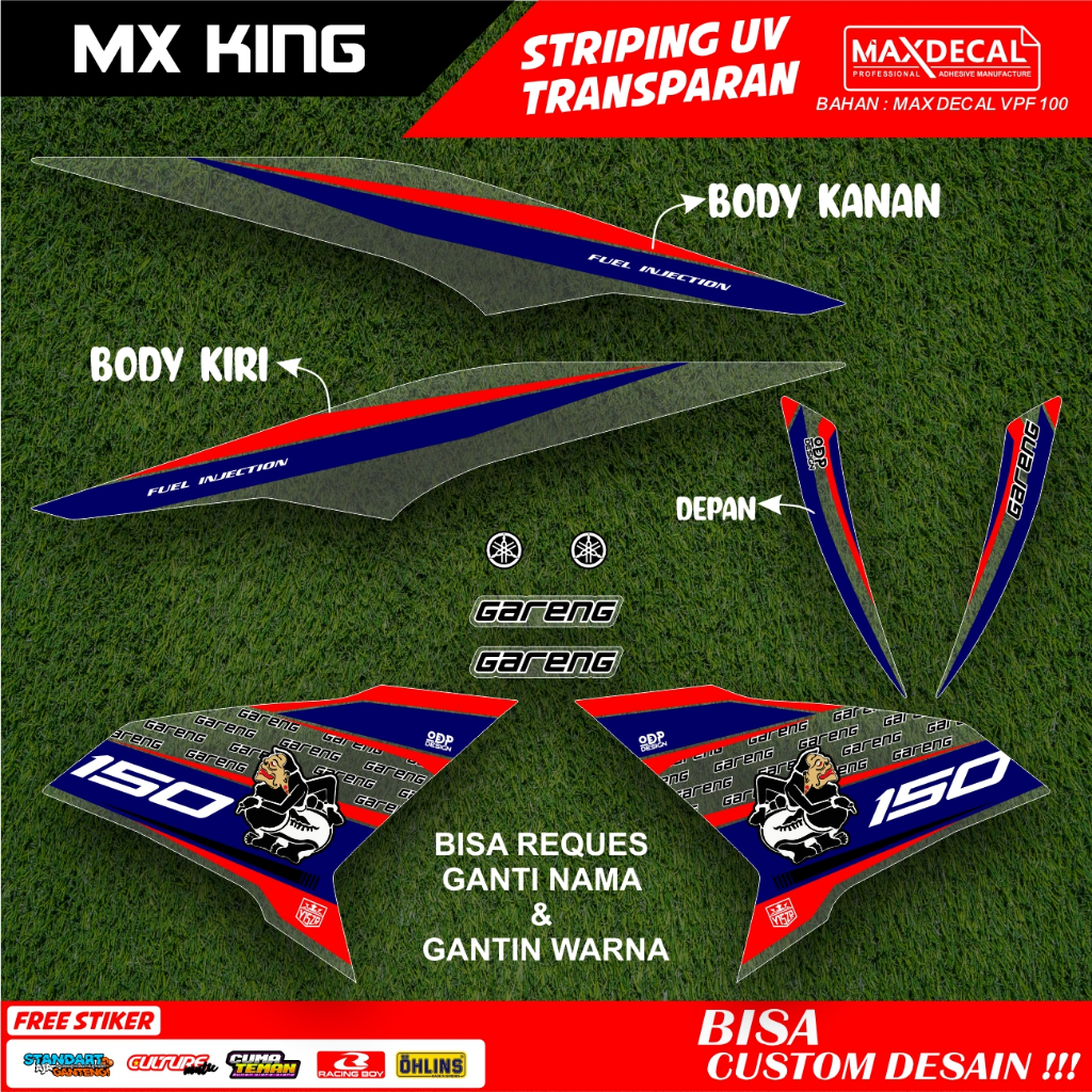 Jual Stiker Striping Transparan Yamaha Mx King Facelift Lis Sticker Uv Semi Full Variasi Desain