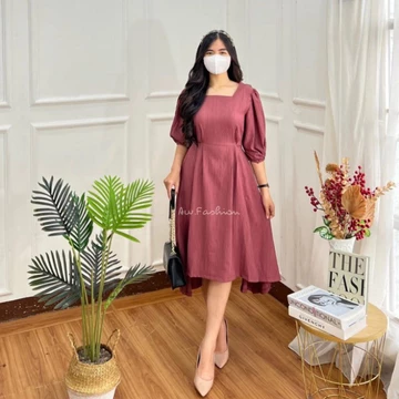 Leona Dress Wanita Midi Casual Lady Crush Premium