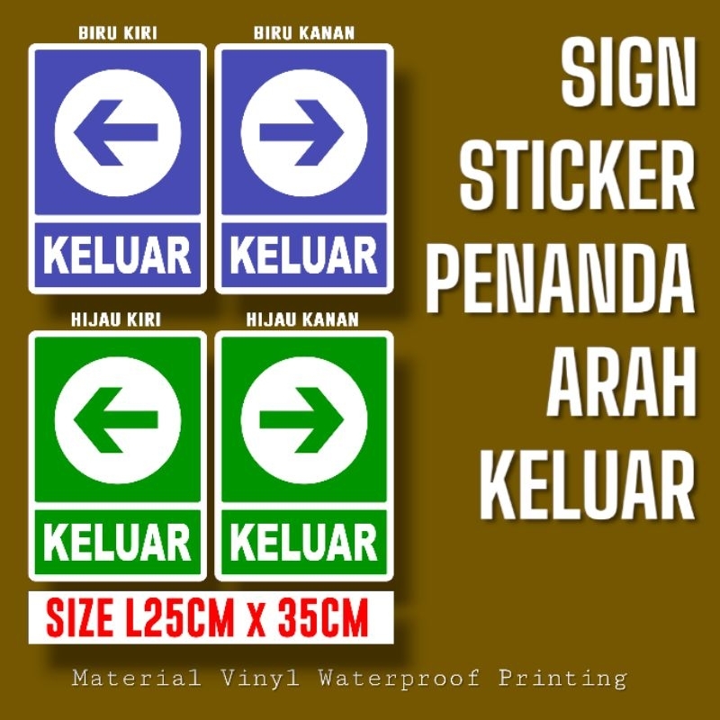 Jual Sign Sticker Penanda Arah Keluar Panah Kiri Kanan Shopee Indonesia