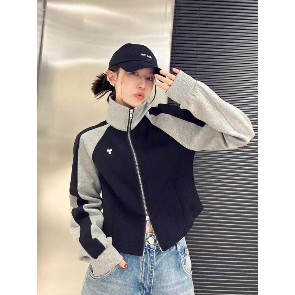 Jual JACKET SPRING AUTUMN VINTAGE ZIPPER TURTLENECK COLOUR MONOCHROME Shopee Indonesia