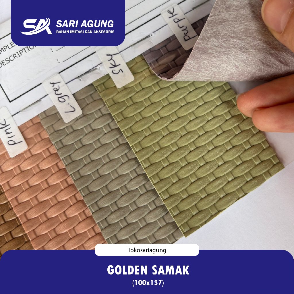Jual GOLDEN SAMAK KECIL (METER) BAHAN KULIT SINTETIS MOTIF ANYAMAN ...