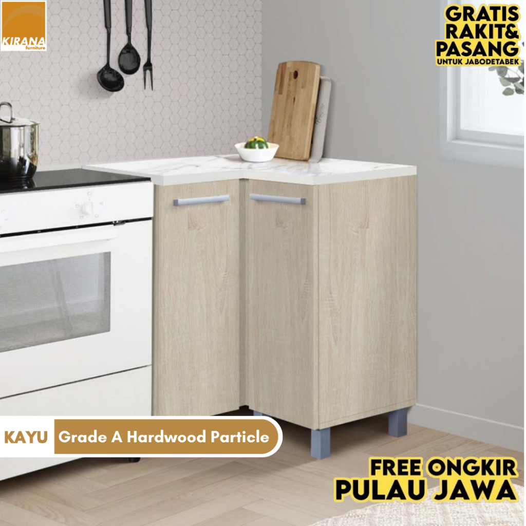 KIRANA Denver - Kitchen Set Kayu Lemari Kabinet Dapur Rak Dapur Minimalis Bawah 2 Pintu Sudut