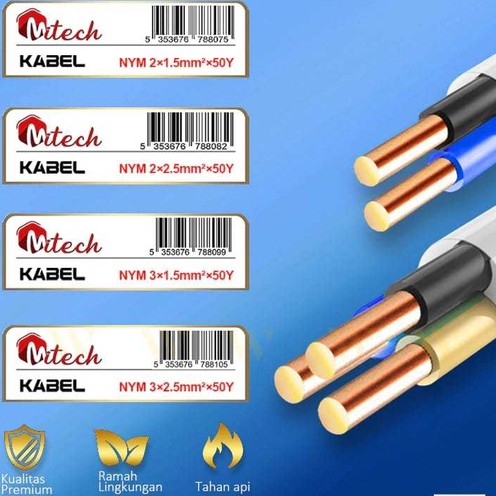Jual Mitech SNI SPLN Kabel Listrik NYM 2x1.5 / 2x2.5 Kabel Tembaga ...