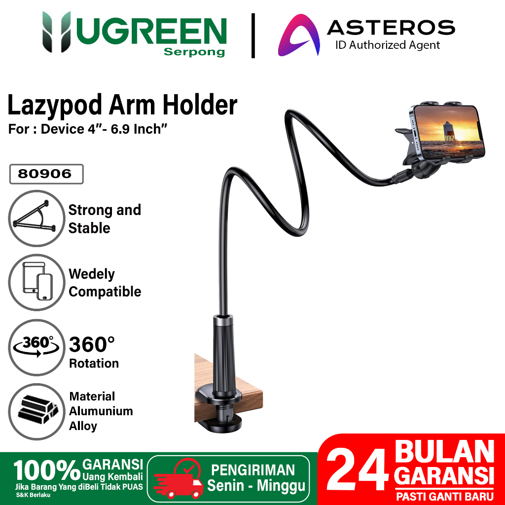 Jual Ugreen Lazypod Phone Holder Lazy Arm Stand Jepit Handphone Hp Clip