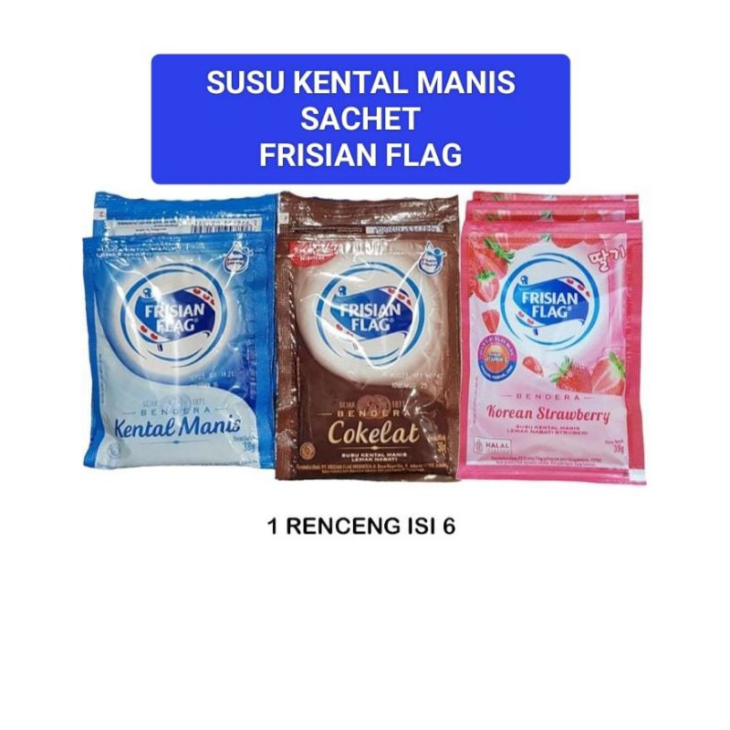 Jual Susu Bendera sachet Kental manis isi 6 biji 38gr,Rasa coklat/Putih ...