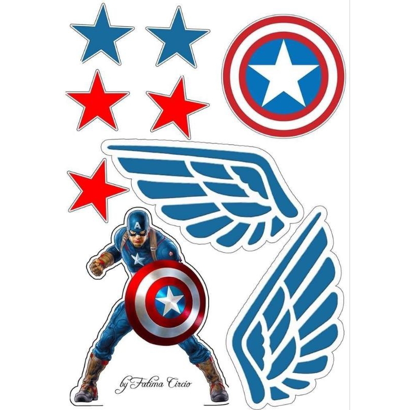 Capitan America for Free Printable Captain America Cupcake Toppers