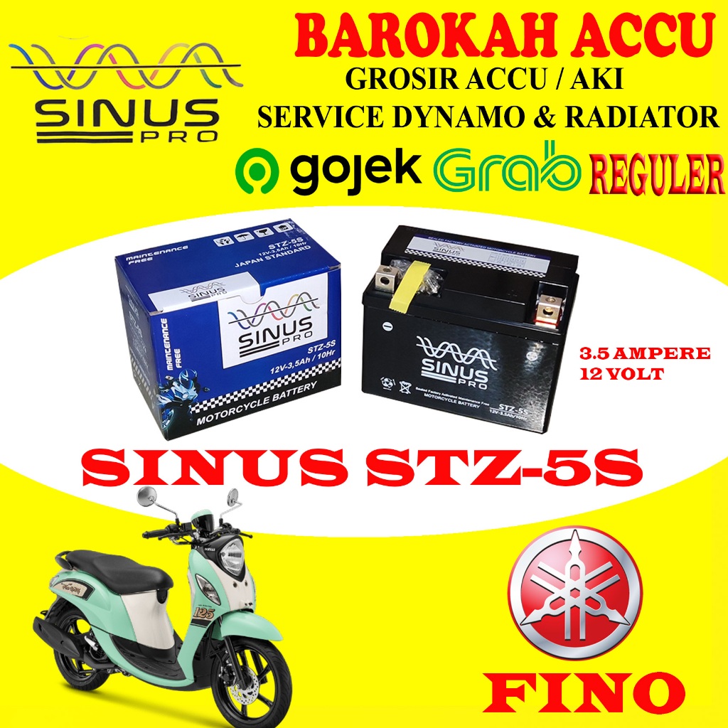 Jual AKI MOTOR YAMAHA FINO SINUS STZ5S , 3.5 AH | Shopee Indonesia