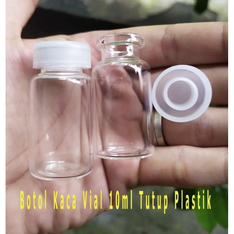 Jual Botol Vial 10ml (100pcs) Botol Kaca Tutup Plastik rapat / Wadah ...
