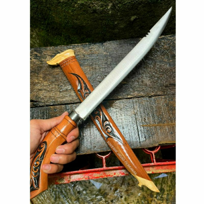 Jual Pisau Tradisional Ren Cong Panjang Sembelih Hewan Baja Asli Kayu ...