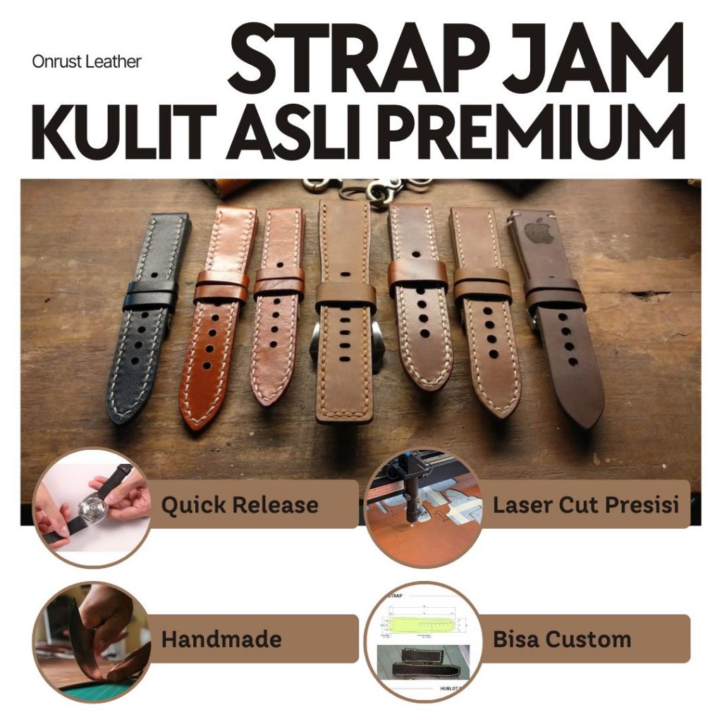 Jual Strap Jam Kulit Asli Pengganti Tali Jam Tangan Watchstrap Custom