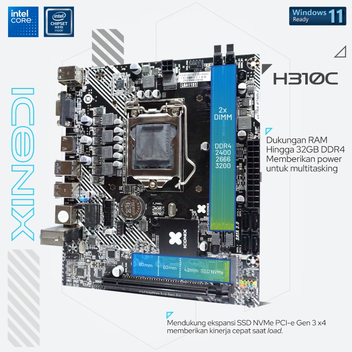 Jual Motherboard H310C Iconix Socket LGA 1151 DDR4 NVMe | Shopee Indonesia