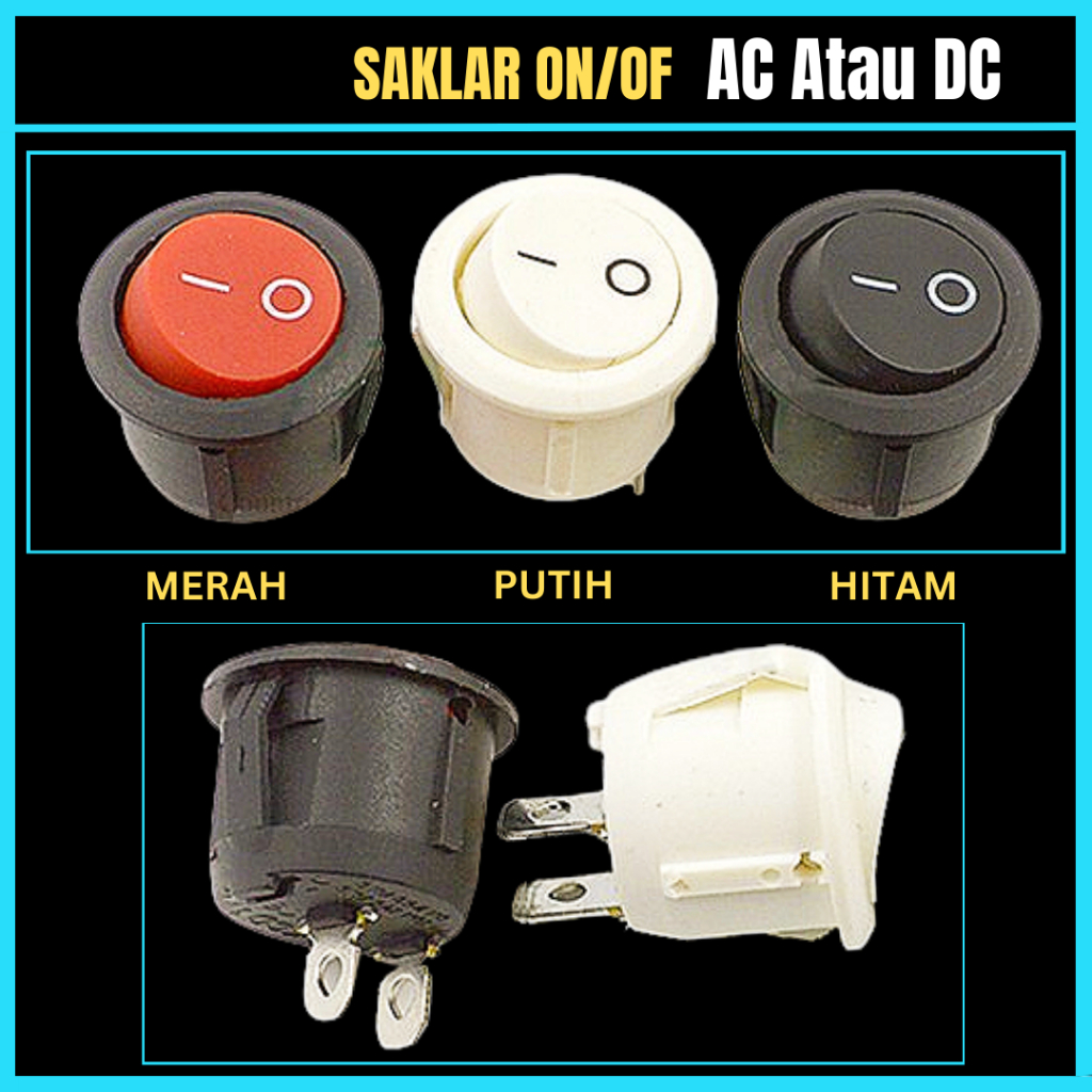 Jual Saklar Panel Bulat On-Off AC/DC High Power Max 10A Rocker Switch 2 ...