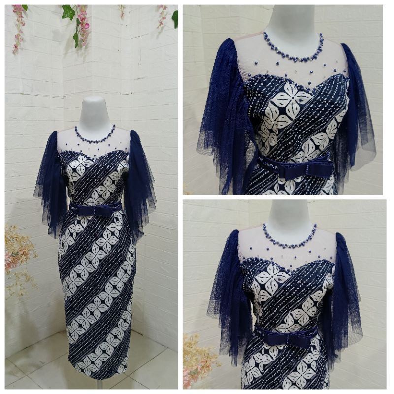 Jual Midi Dress Batik Rumbai Tile Free Belt // dress pesta // dress ...