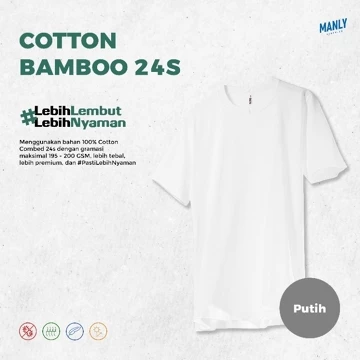 ANTIBAKTERI Kaos Polos Katun Bambu 24S Kaos Polos Cotton Bamboo Light Blue