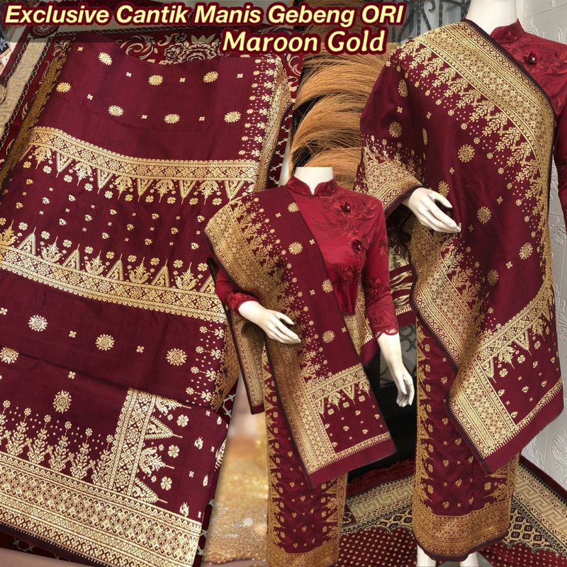 Jual Exclusive Songket Cantik Manis Gebeng ORI Maroon Gold [ Songket ...