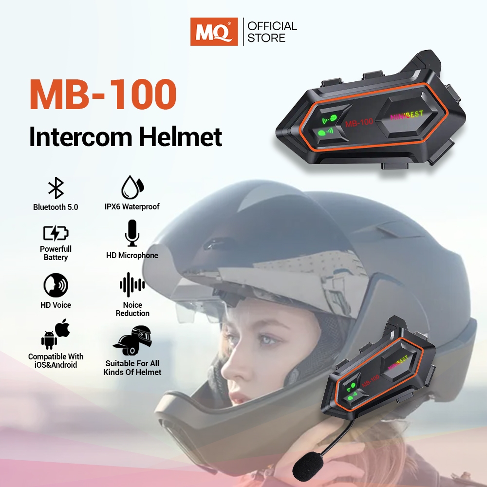 MQ MB100 Intercom Helm Wireless Earphone Speaker Helmet for Motorcycle  Communication Headset