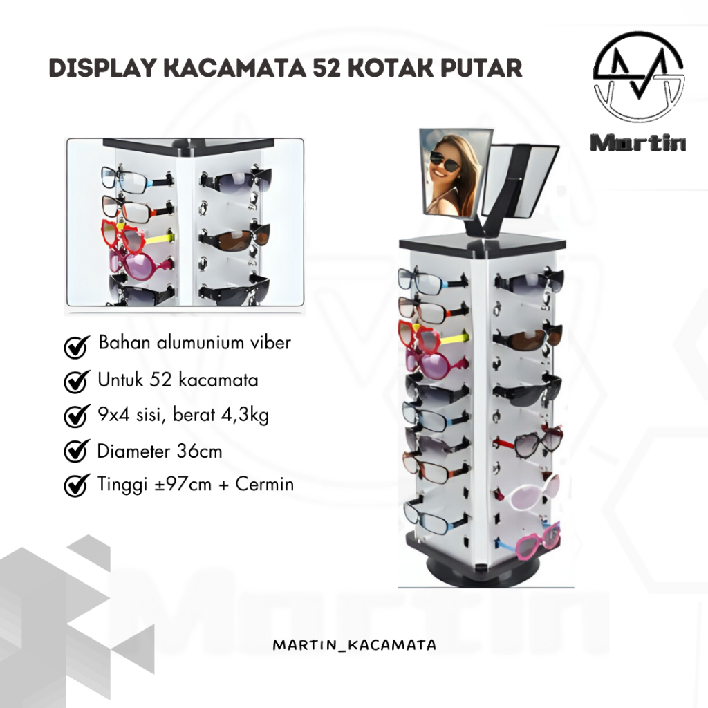 Jual RAK/PAJANGAN/DISPLAY KACAMATA ISI 52 KOTAK/BULAT PUTAR | Shopee ...