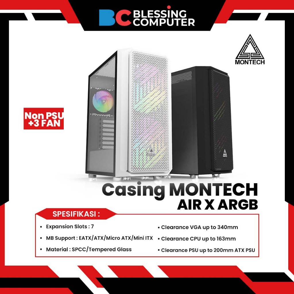 Jual Casing MONTECH AIR X ARGB - Black | Shopee Indonesia