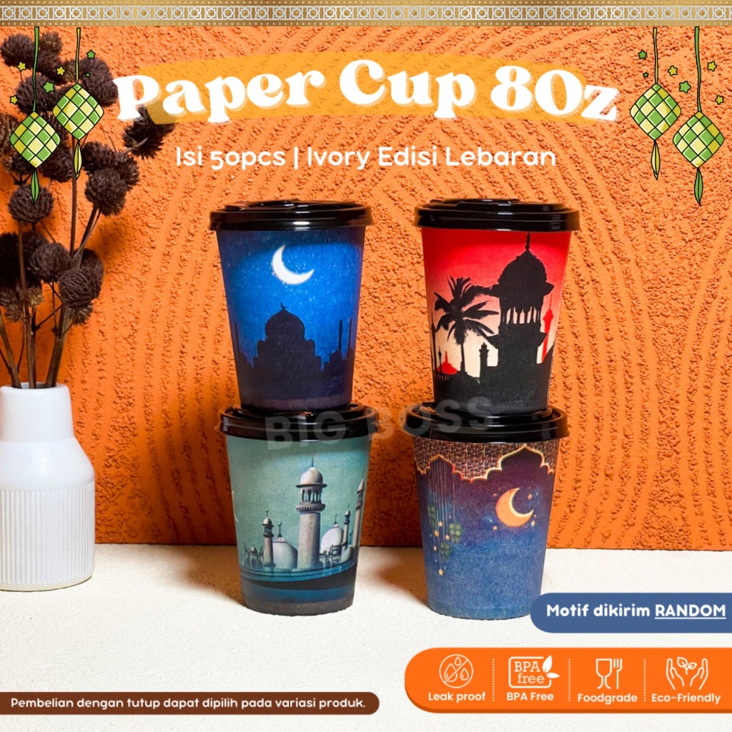 Jual Edisi Lebaran Paper Cup Oz Tutup Tahan Panas Gelas Kertas