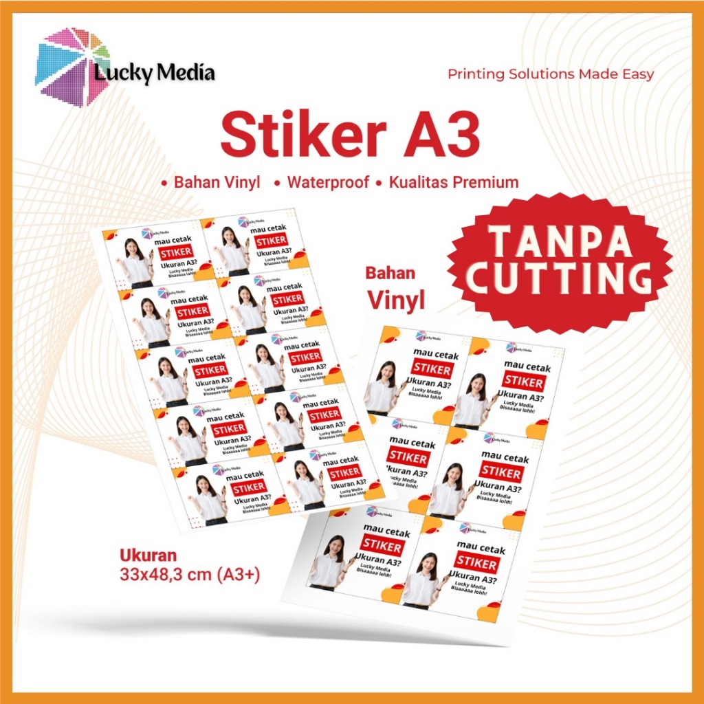 Jual Cetak Sticker A3 Bahan Vinyl Tanpa Cutting Murah Stiker Vynil