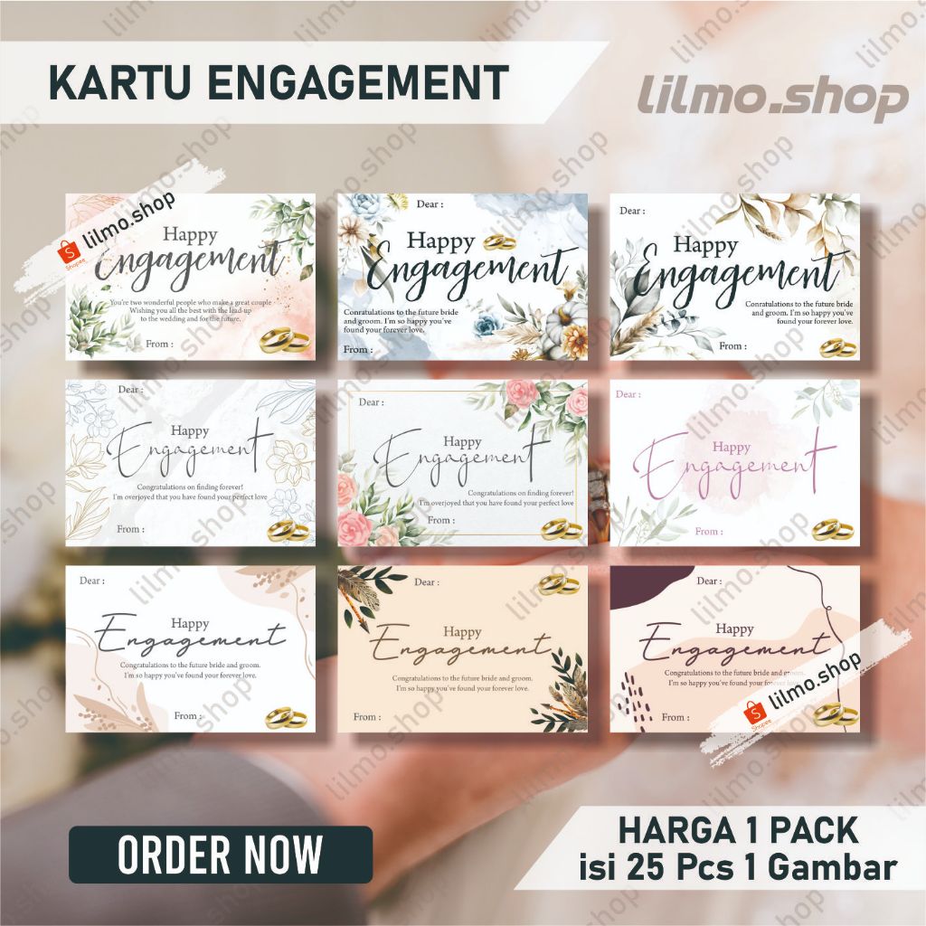 Jual (HARGA 1 PACK ISI 25 Pcs) Kartu ucapan Engagement, Kartu Ucapan