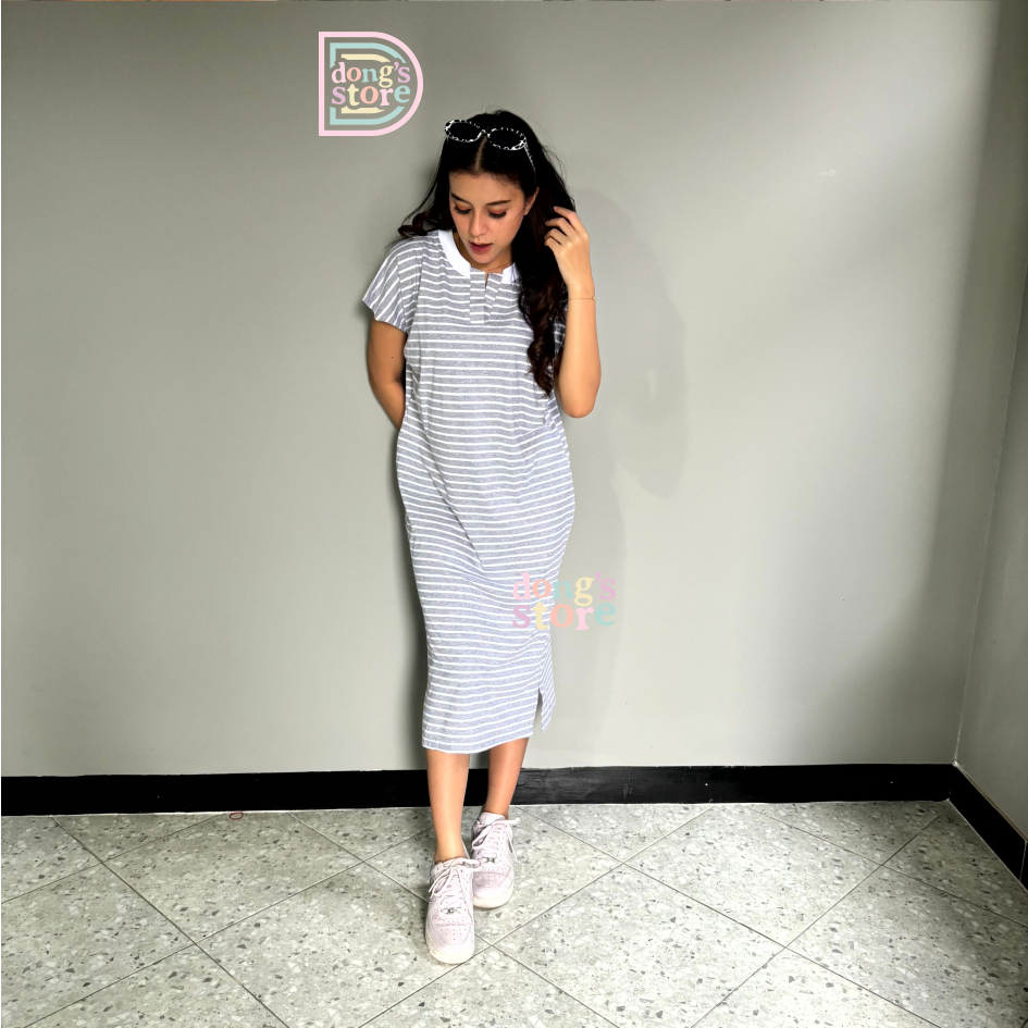 midi dress kancing tangan 3 Momelca Modern fit Jual T shirt Long Midi