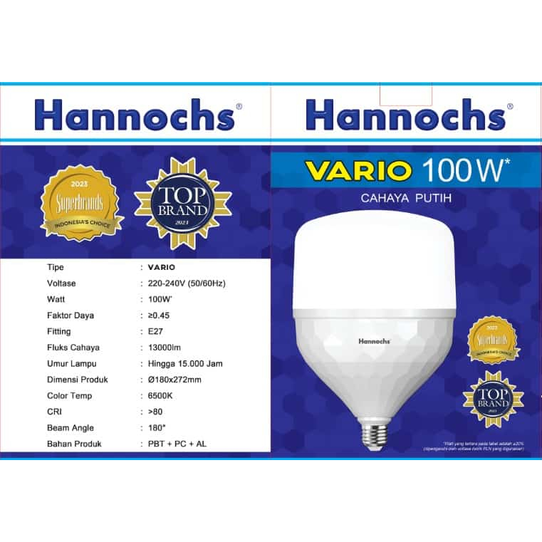 Jual Lampu LED HANNOCHS VARIO 100 Watt Bohlam LED HANNOCHS VARIO KAPSUL ...