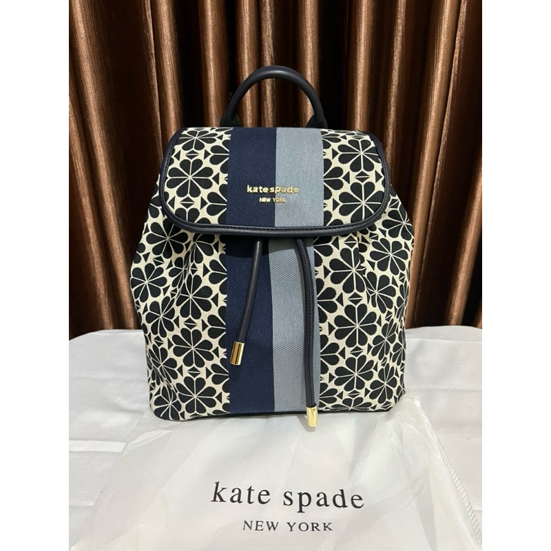 Jual KS Backpack Katespadee Jacquard Navy Blue Multi ( NEW ) | Shopee ...