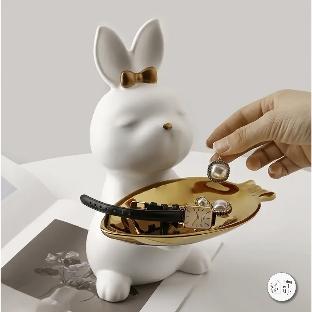 Jual Living With Style - White Rabbit Tray Key Storage Decor / Pajangan ...