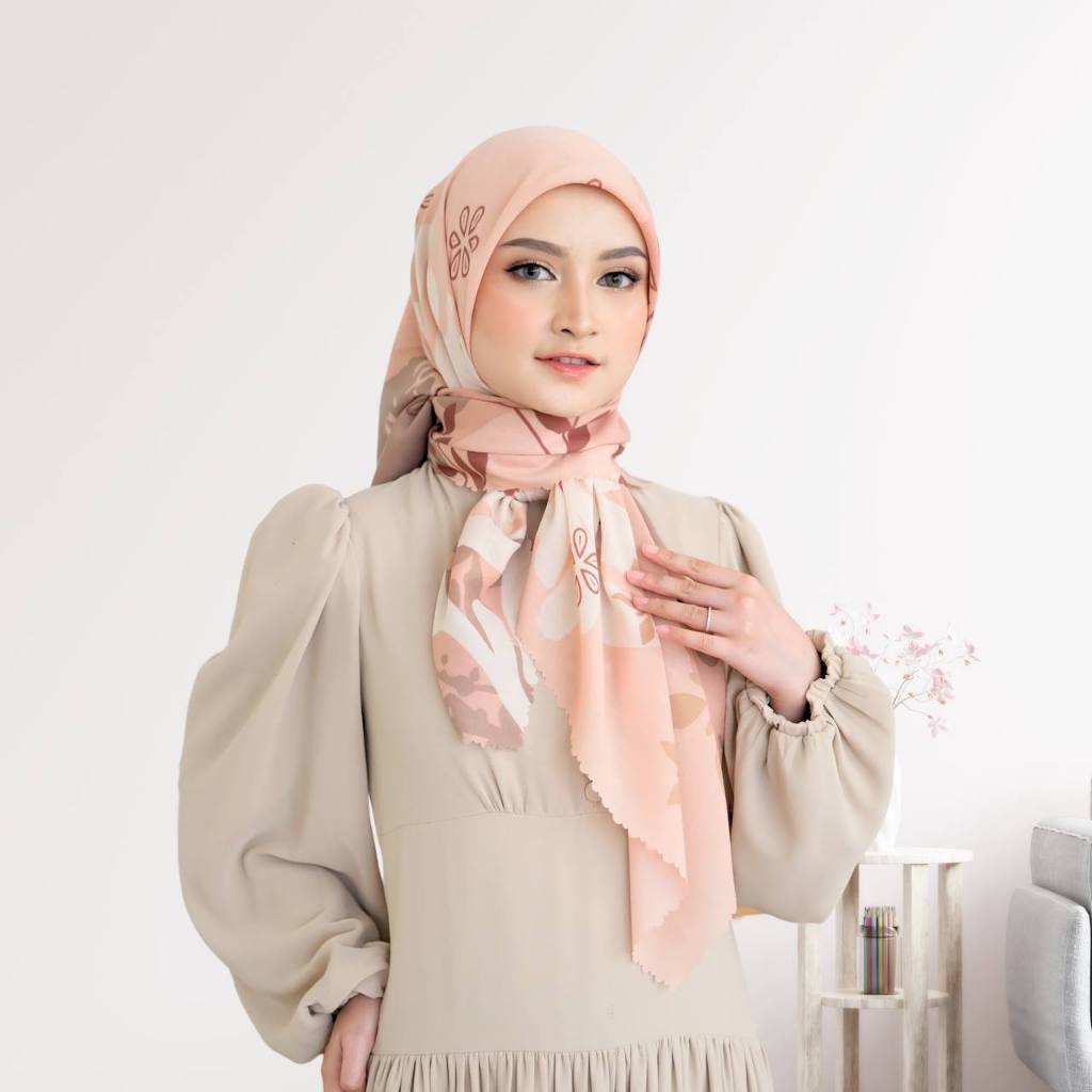 Jual Daily Hijab Nafia Premium Voal Motif Square Lasercut Jilbab Segi Empat Basic X Cm