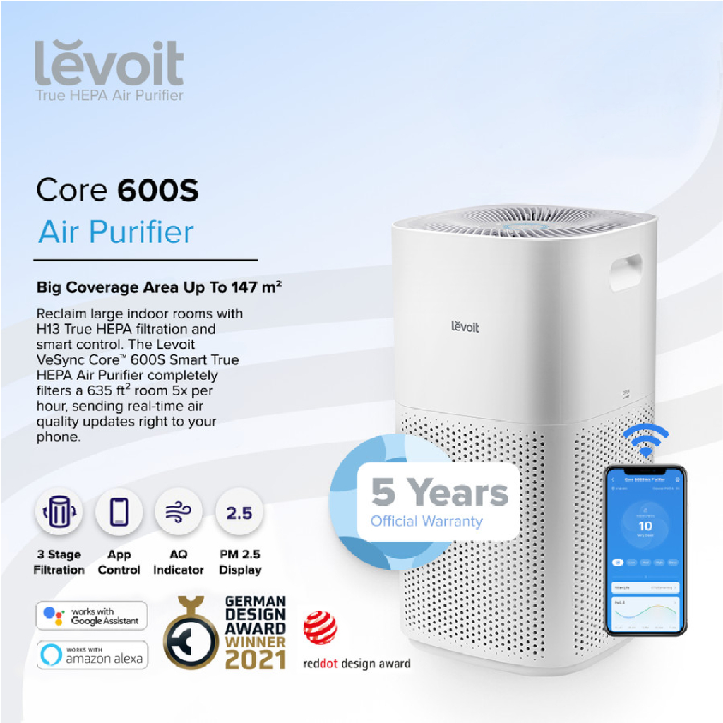 Jual Levoit VeSync Core 600S Smart WiFi True HEPA Air Purifier H13