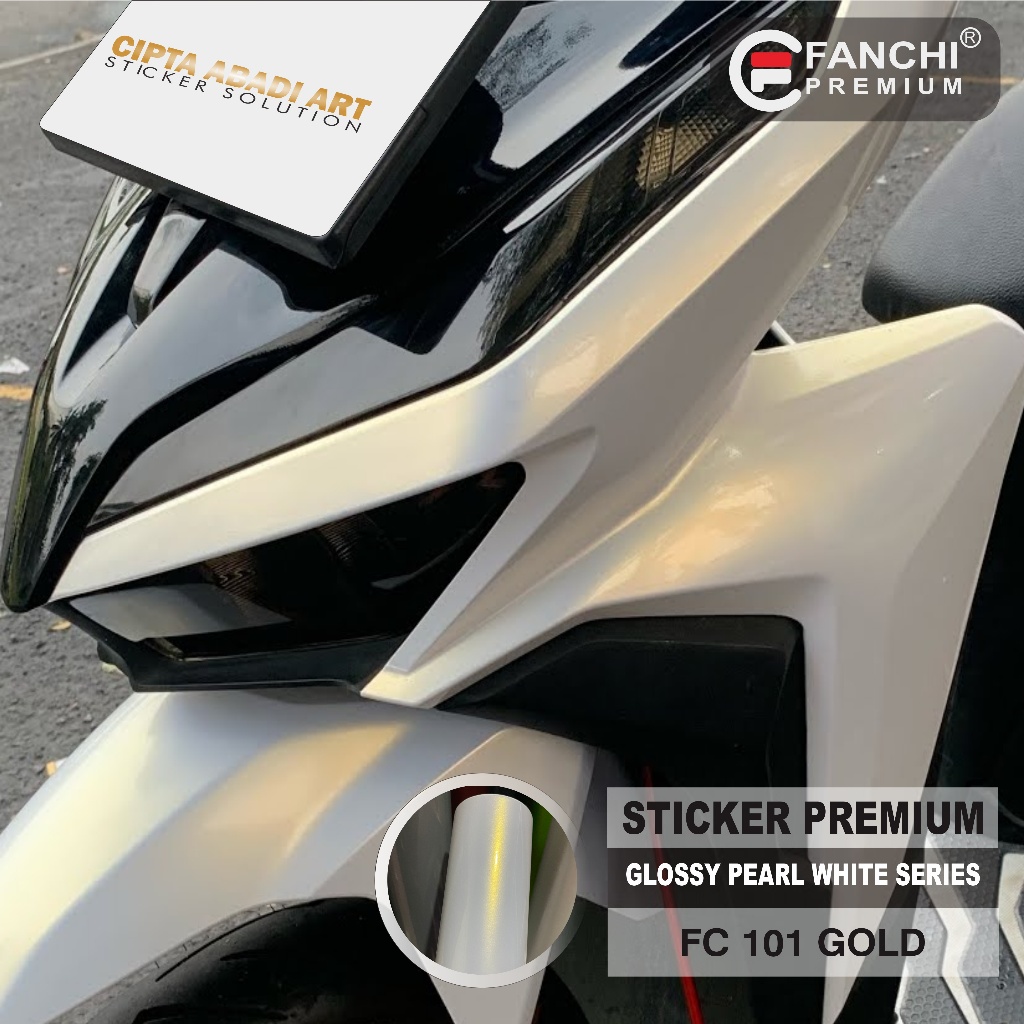 Jual Stiker Skotlet Putih Lembayung Gold Lembayung Glossy Emas Premium Merk Fanchi Hight Quality