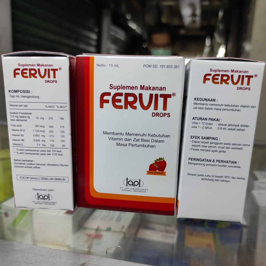 Jual Fervit Drops Botol 15 ml Rasa Strawberry - Multivitamin & Zat Besi ...