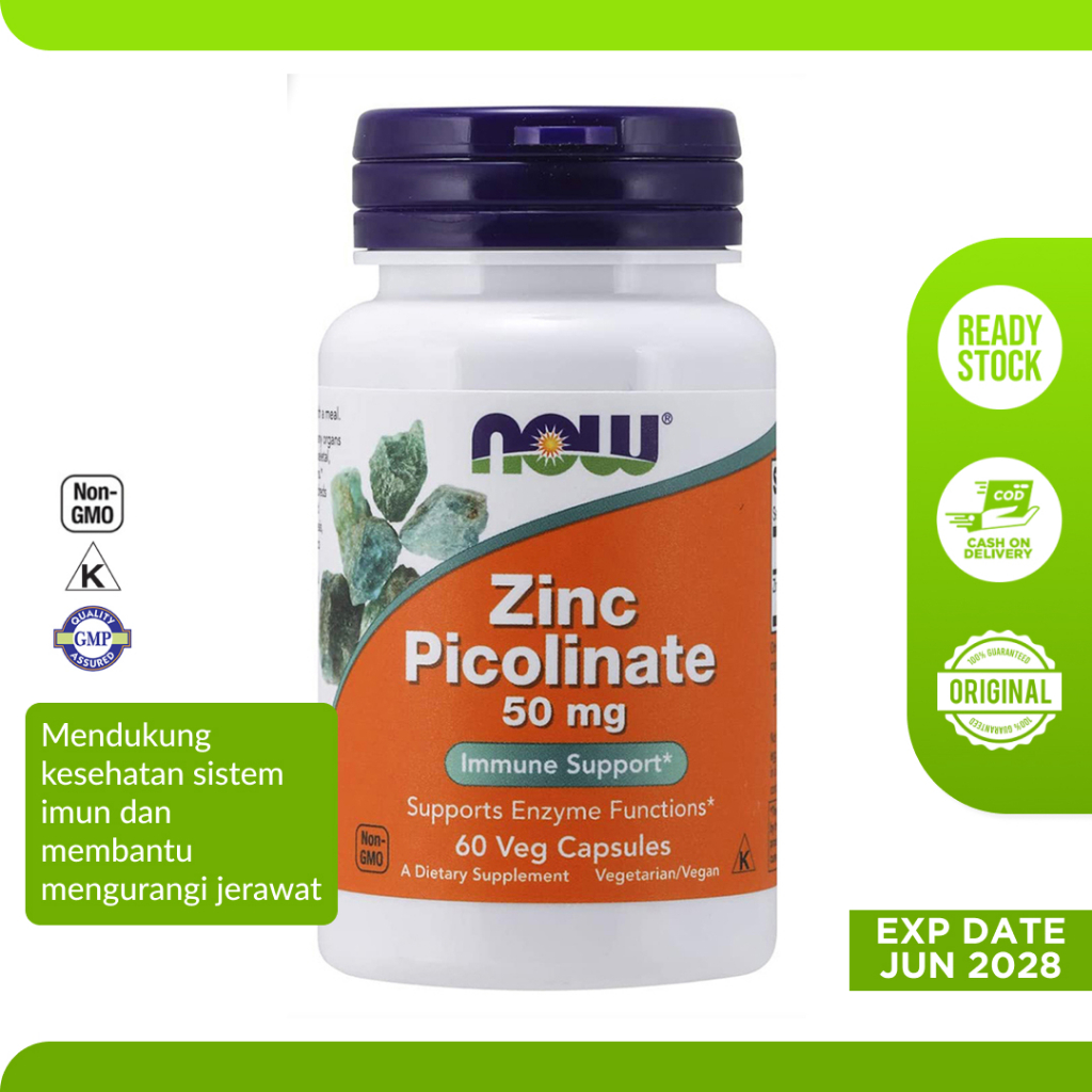 Jual Vitamin Suplemen Zinc Picolinate 50 mg Now 60 Veggie Kapsul Shopee Indonesia