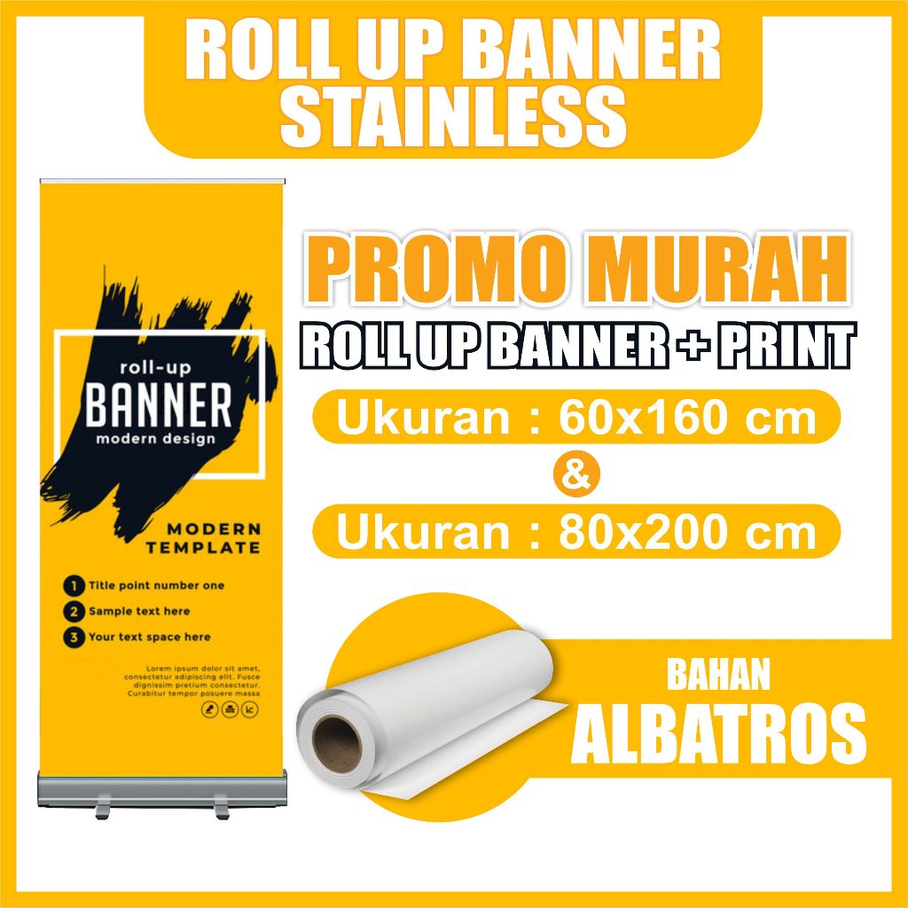 Jual Promo Roll Up Banner 60 x 160 cm dan 80 x 200 cm + dengan Bahan ...