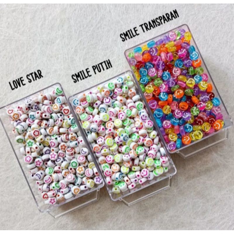 Jual Manik2 Mote Smile Dan Love Star Bahan Kerajinan Meronce (100 pcs ...