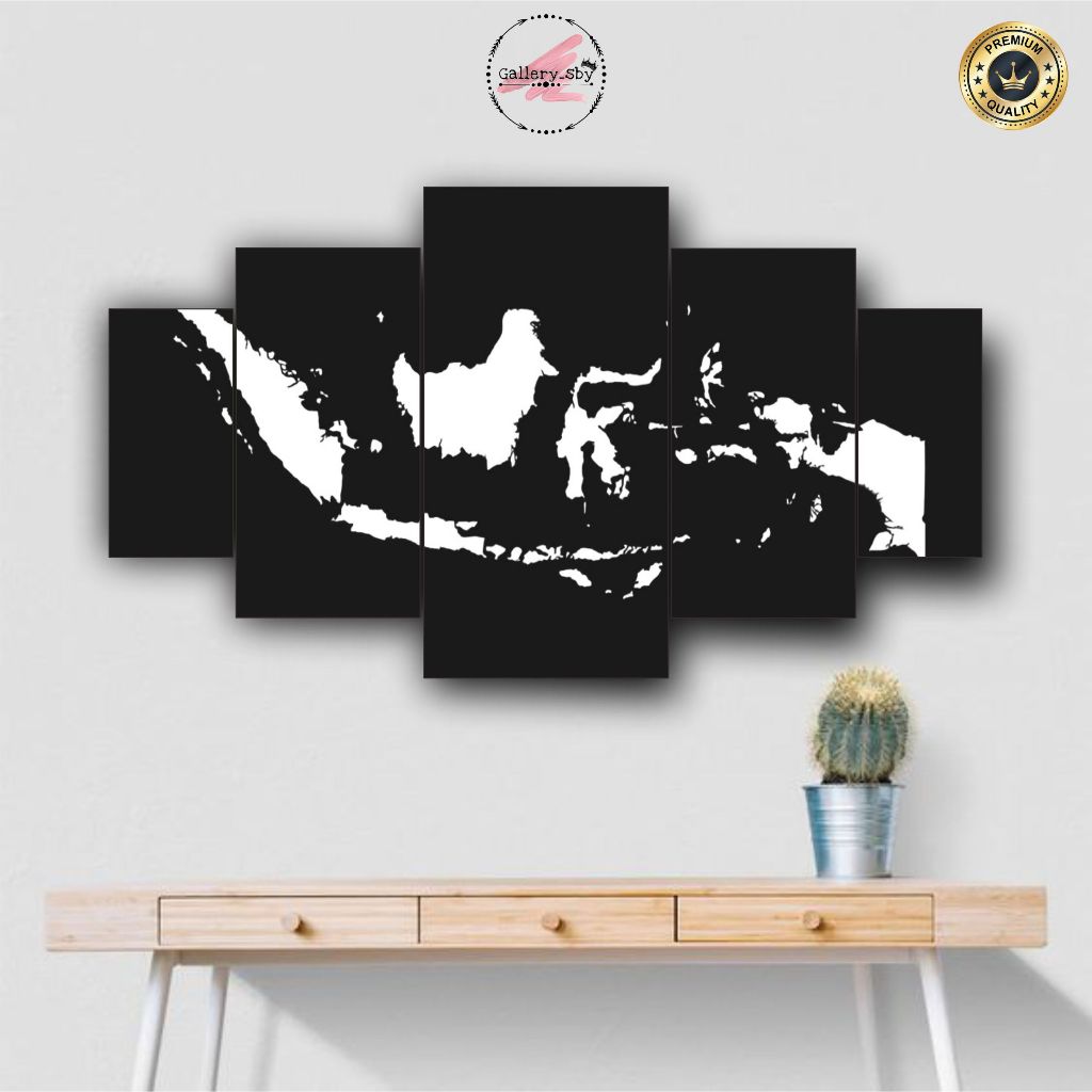 Hiasan Dindiing 1 SET Peta INDONESIA Wall Decor Poster Kayu 5pcs