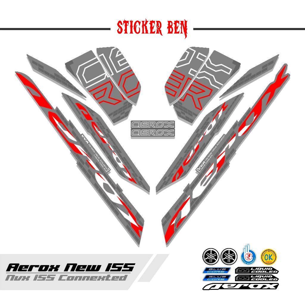 Jual STRIPING AEROX 155 NEW CONNECTED MOTIF 11 / COMBO COLOR / DASAR ...