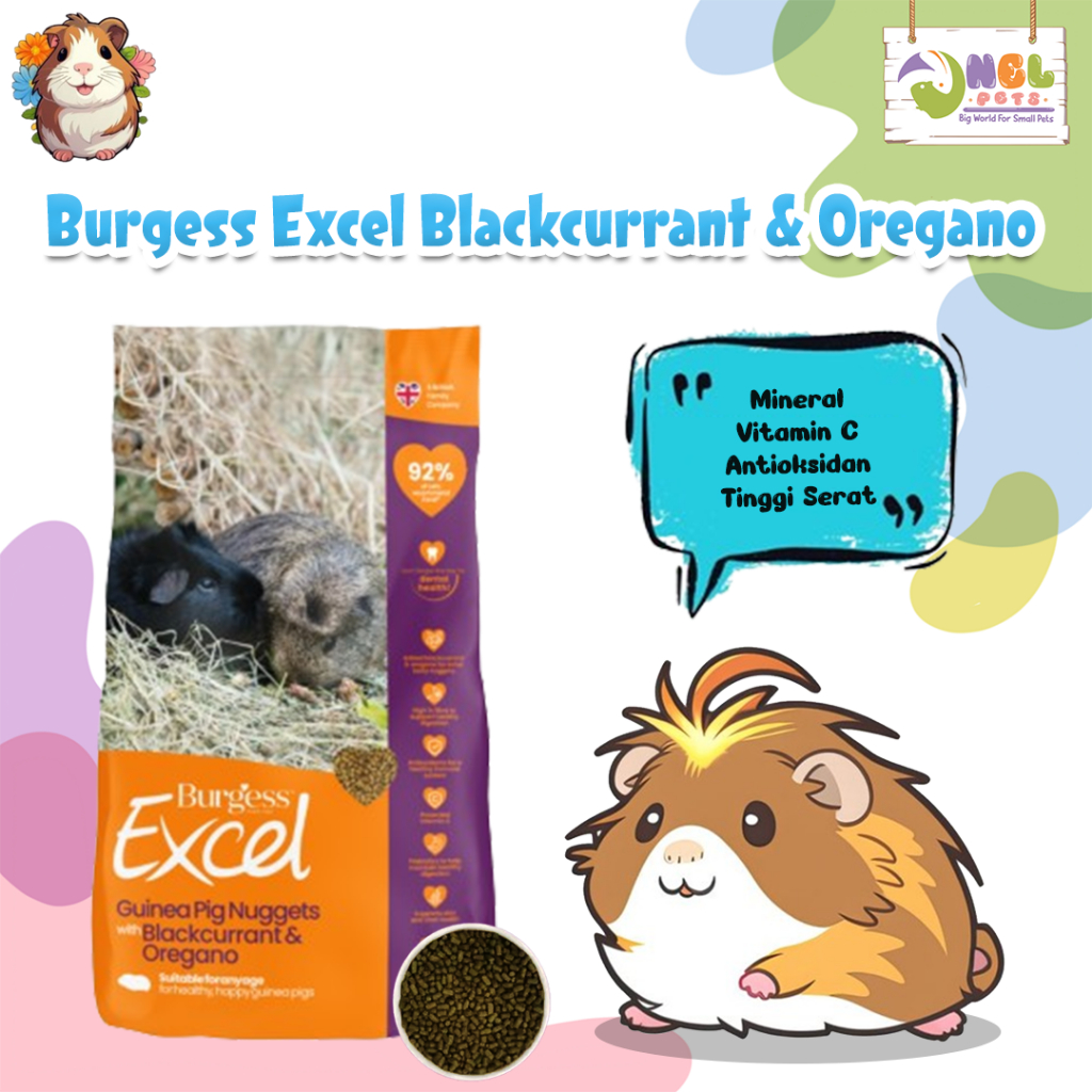 Jual BURGESS EXCEL BLACKCURRENT & OREGANO 1,5KG / MAKANAN GUINEA PIG