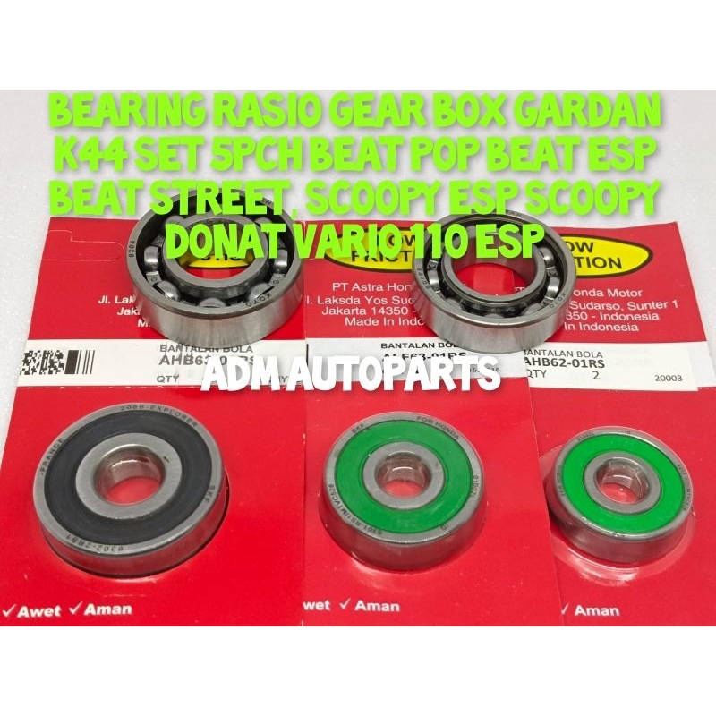 Jual BEARING RASIO GEAR BOX GARDAN K44 SET 5PCH BEAT POP BEAT ESP BEAT ...