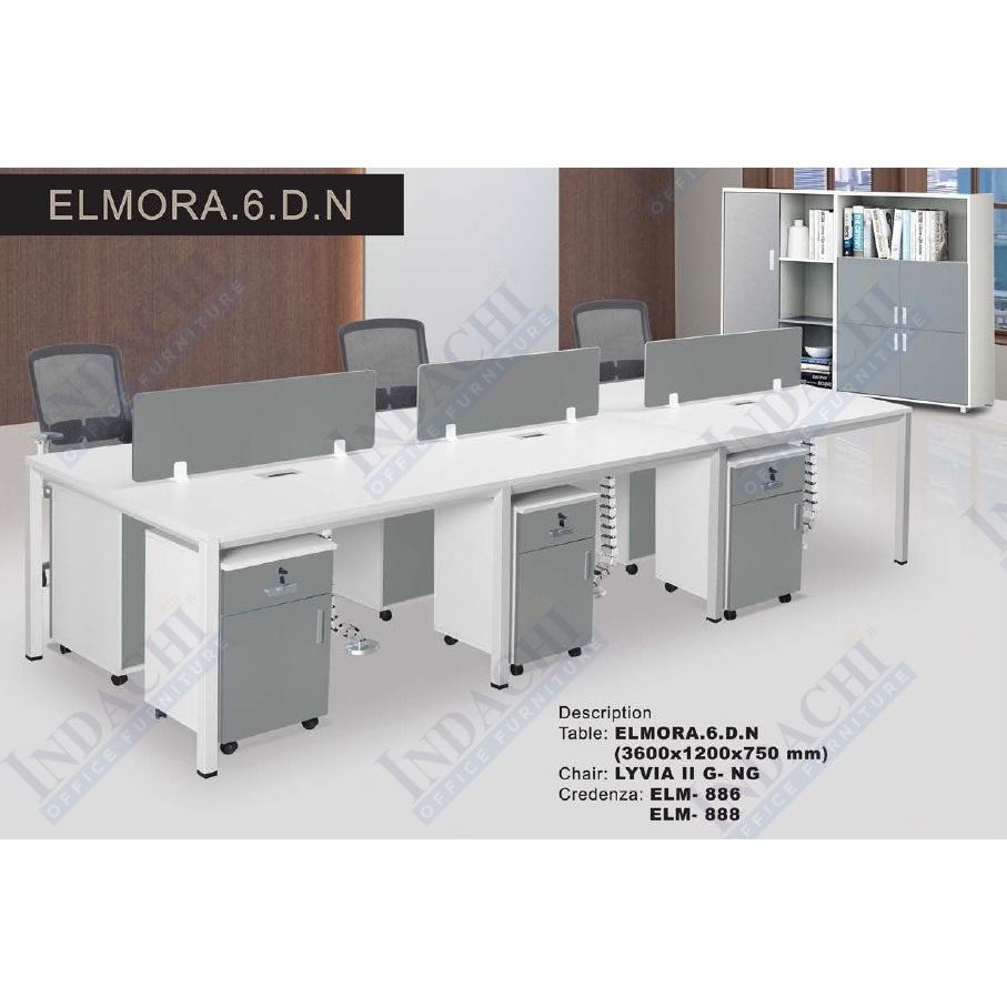 Jual Meja Kantor Meja Kerja 6 Orang INDACHI ELMORA 6DN Molek Furniture