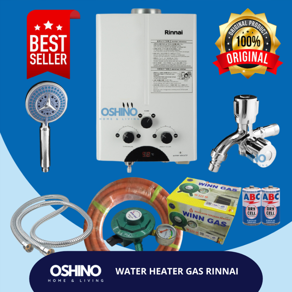 Jual Paket Lengkap Water Heater Pemanas Air Kamar Mandi Gas Rinnai