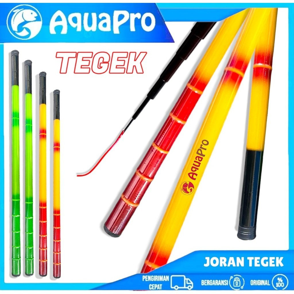 AquaPro Joran Tegek 1.80M - 5.40M Joran Pancing Kualitas Tinggi Super Ringan Serat Kaca Keras Tangan Pancing Portabel Teleskopik Pancing