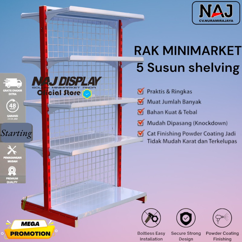 Jual RAK MINIMARKET DOBLE STARTING 5 SUSUN SHELVING ORI NAJ DISPLAY ...