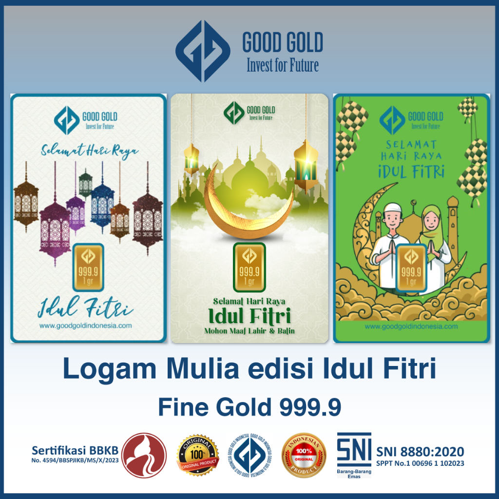 Logam Mulia Good Gold edisi Idul Fitri/ Emas Batangan Good Gold/ Hadiah Lebaran Emas 24K